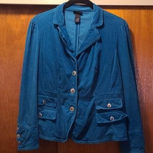 Women's Plus Size Teal Corduroy Blazer